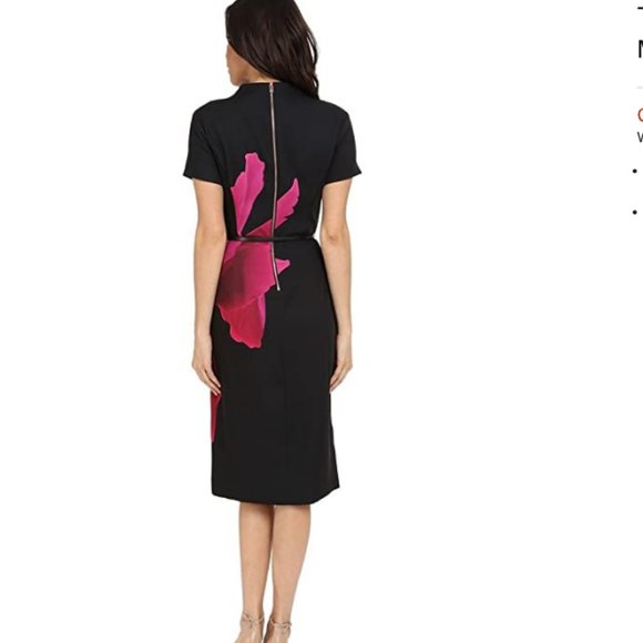 Ted Baker Black Sianne Stencilled Stems Midi Cocktail Dress size 1 nwt *FLAWED* - Picture 6 of 16